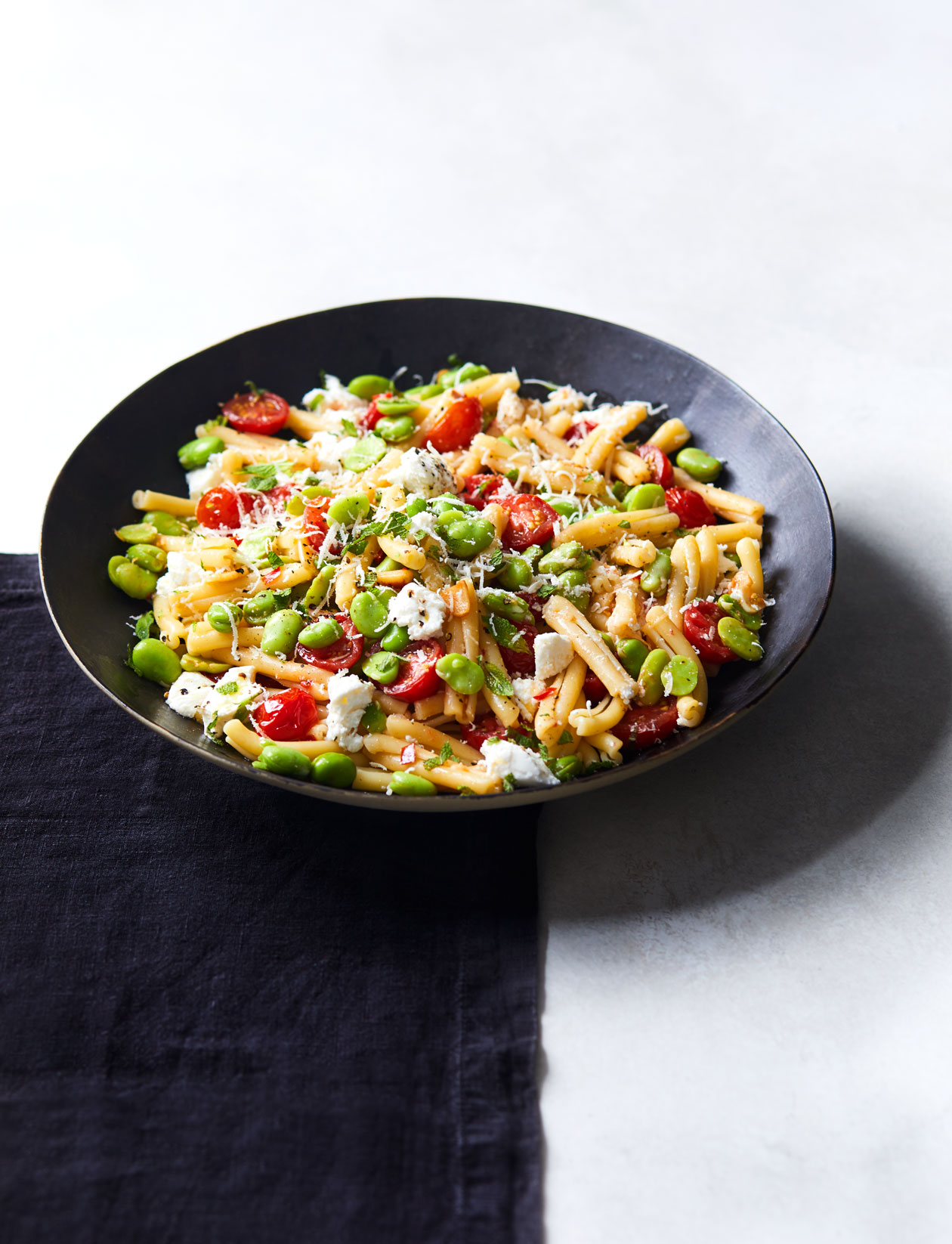 Pasta with broad beans, mint and ricotta recipe Sainsbury`s Magazine